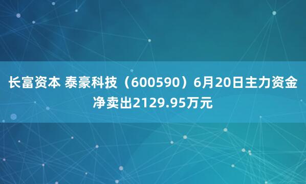 长富资本 泰豪科技（600590）6月20日主力资金净卖出2129.95万元